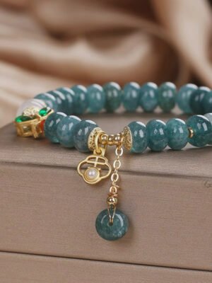 Unique Green Crystal butterfly buckle Pendant Bracelet – Traditional Chinese Symbol of Protection and Good Fortune